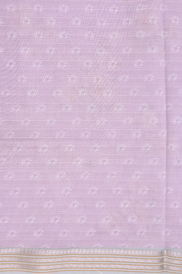 Chanderi Silk Cotton Saree In Light Lavender With Floral Design