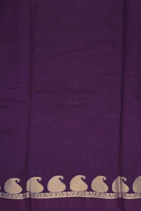 Raw Silk Saree In Regal Purple With Floral Buttas