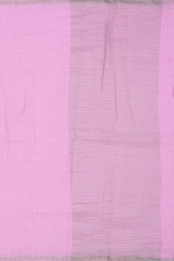 Linen Saree In Pink With Checks Design