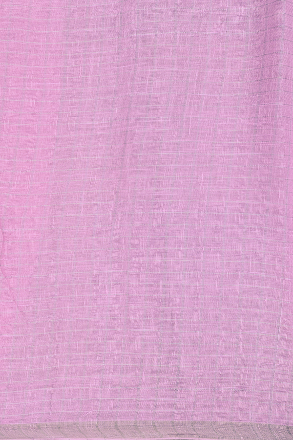 Linen Saree In Pink With Checks Design