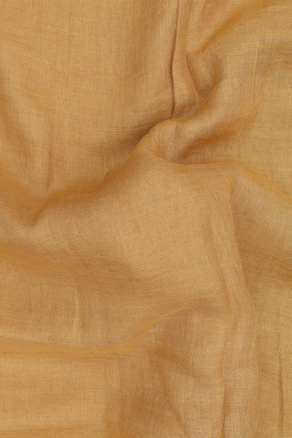 Linen Saree In Plain Mustard Yellow With Light Weight