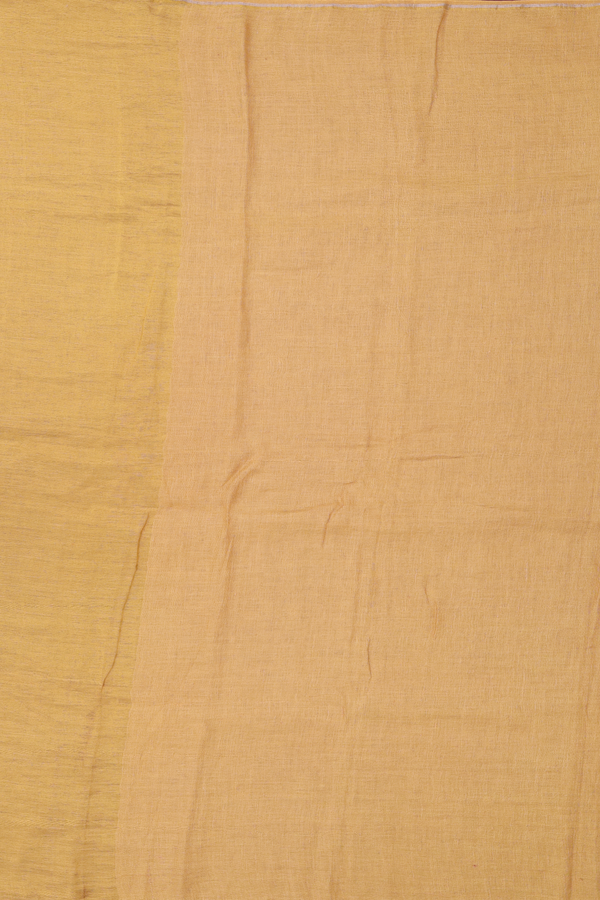 Linen Saree In Plain Mustard Yellow With Light Weight