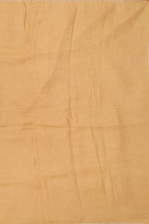 Linen Saree In Plain Mustard Yellow With Light Weight