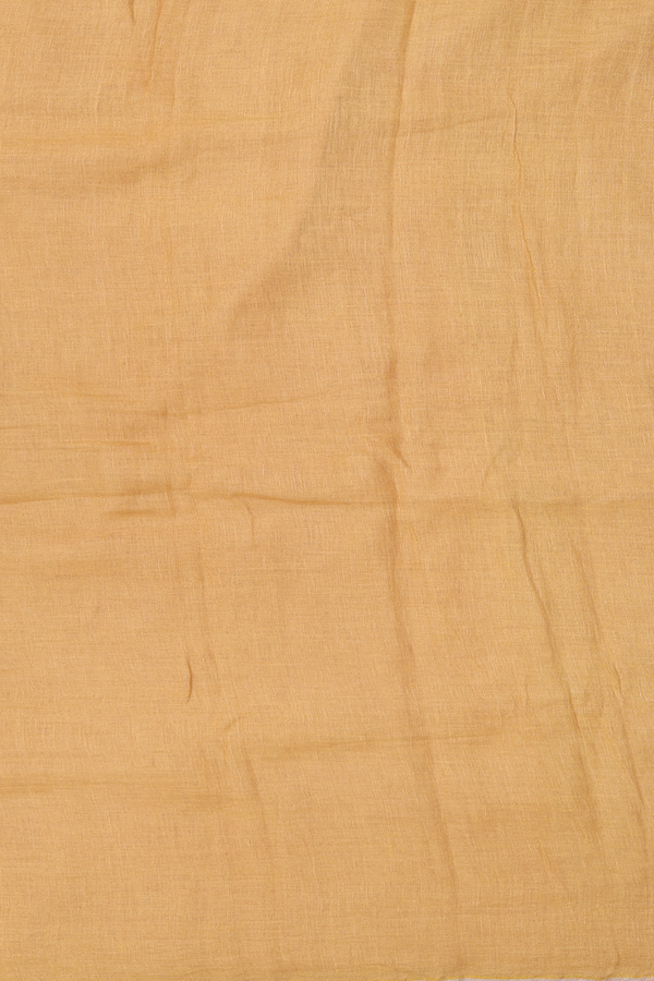 Linen Saree In Plain Mustard Yellow With Light Weight