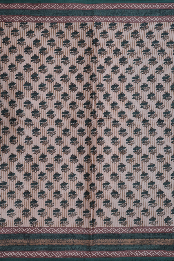 Tussar Silk Saree In Beige With Floral Design