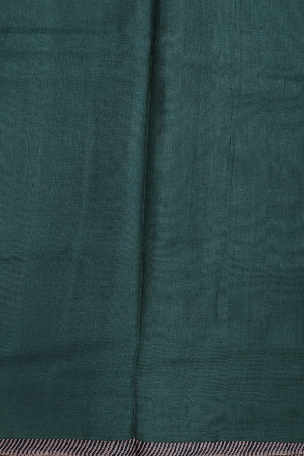 Tussar Silk Saree In Dark Green With Printed Design