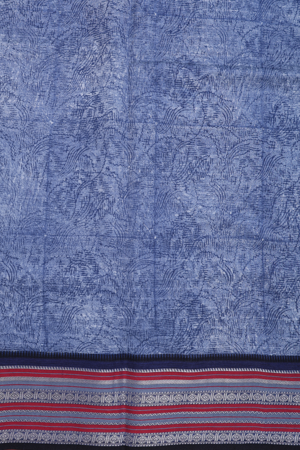 Chanderi Silk Cotton Saree In Blue With Printed Design