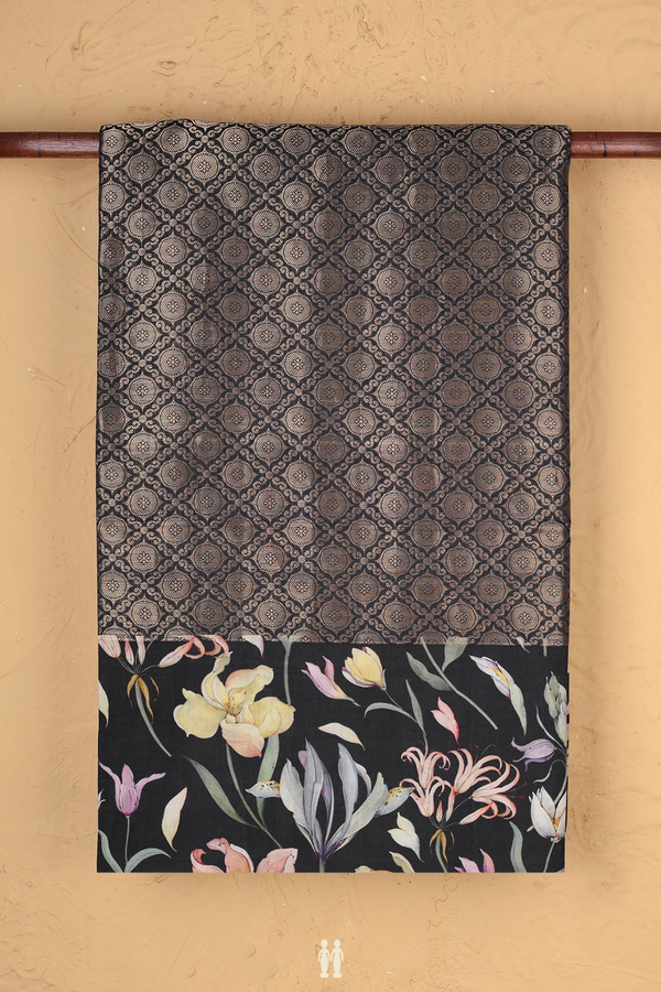 Kanchipuram Silk Saree In Black With Brocade Design