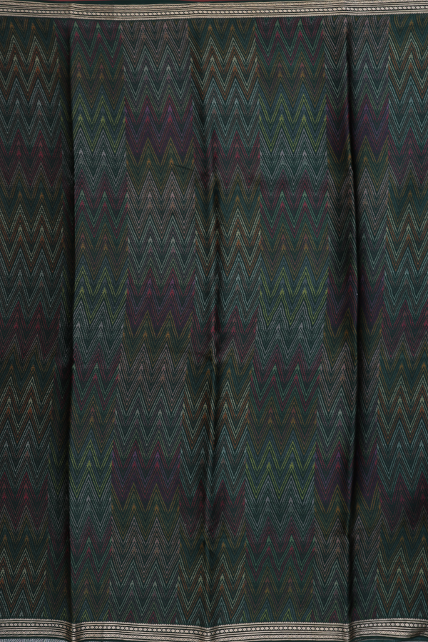 Crepe Saree In Forest Green With Chevron Design