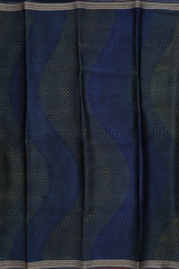 Crepe Saree In Navy Blue With Allover Printed Design