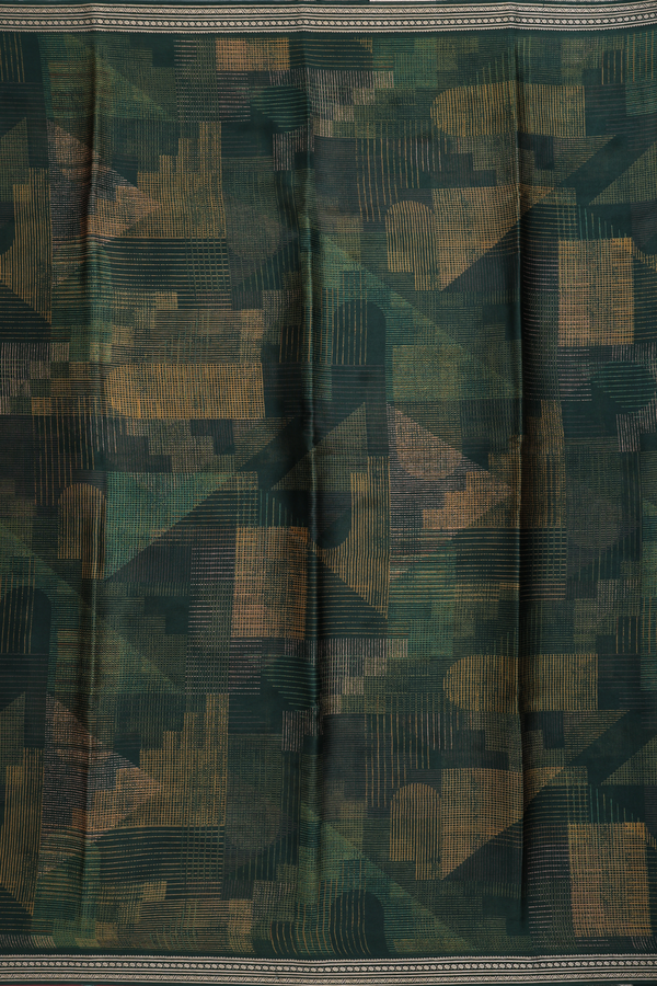 Crepe Saree In Dark Green With Allover Design