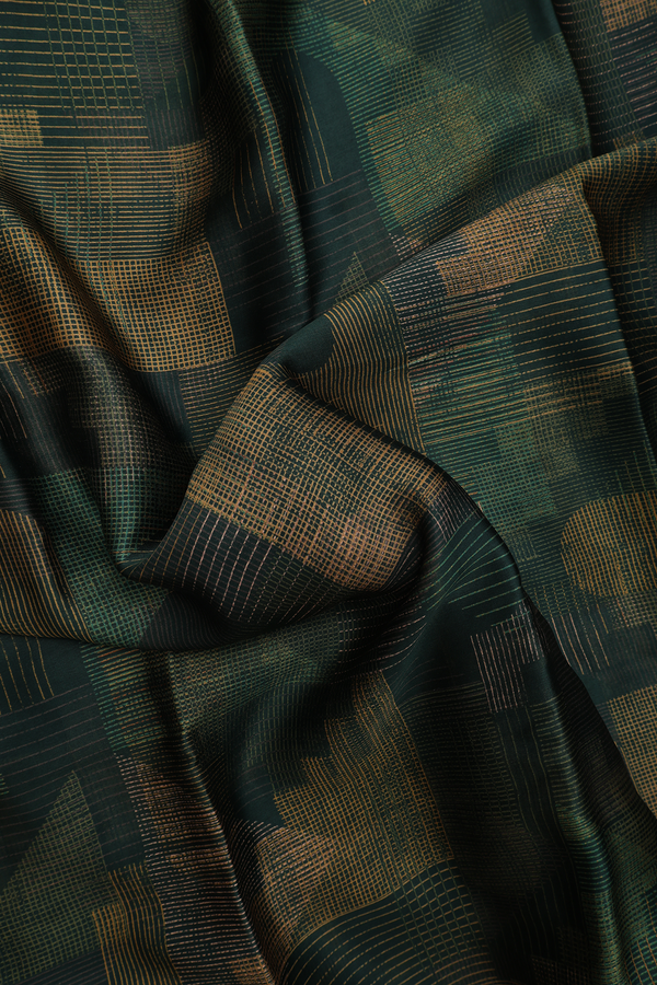 Crepe Saree In Dark Green With Allover Design