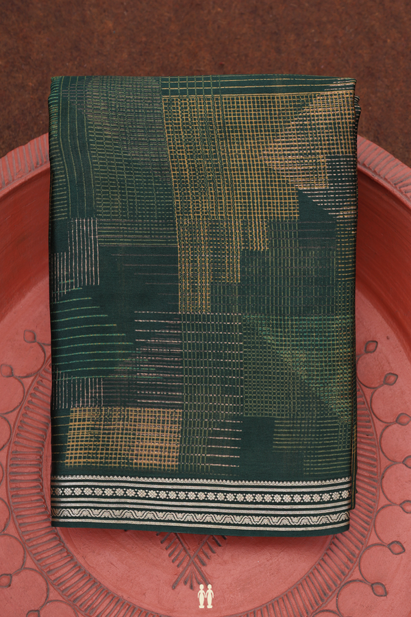 Crepe Saree In Dark Green With Allover Design
