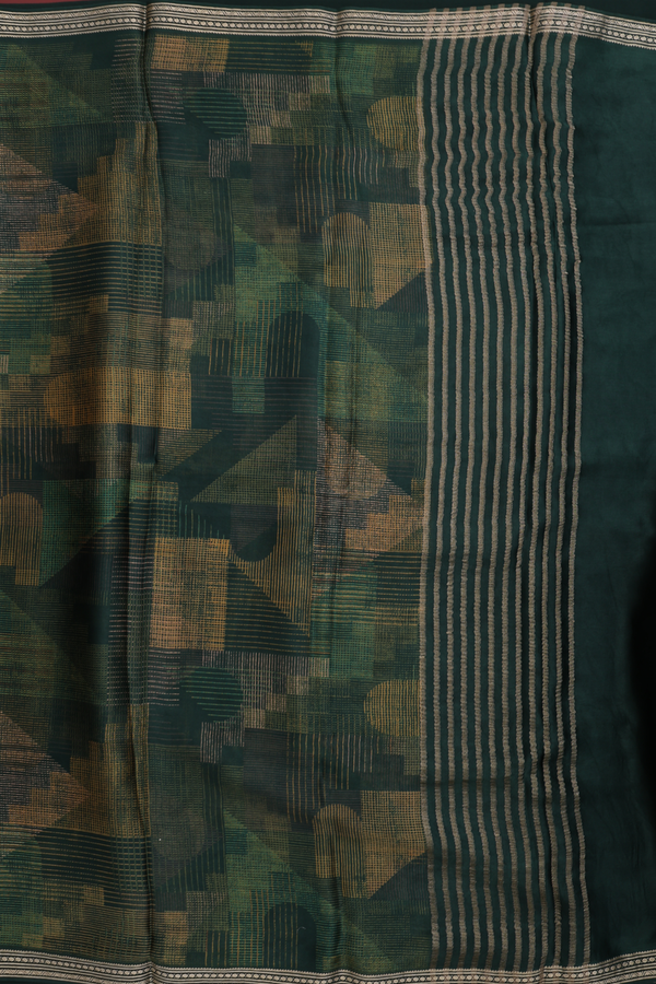 Crepe Saree In Dark Green With Allover Design