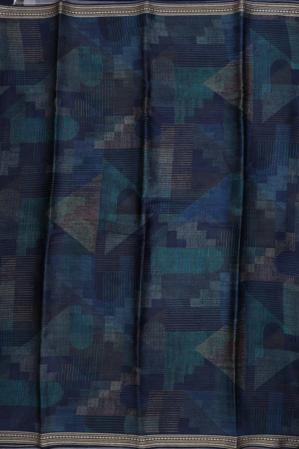 Crepe Saree In Navy Blue With Allover Design