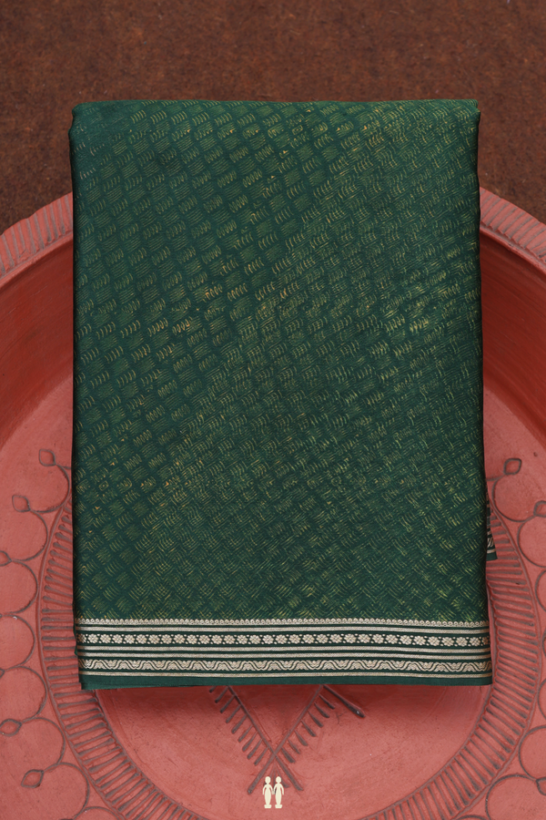 Crepe Saree In Emerald Green With Printed Design
