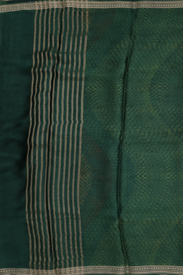 Crepe Saree In Emerald Green With Printed Design