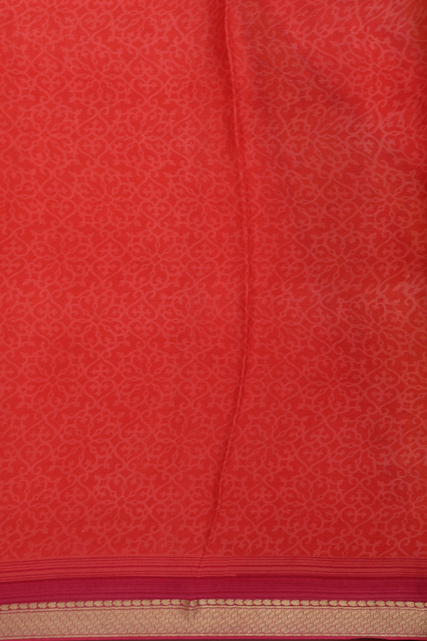 Crepe Saree In Ginger Orange With Floral Printed Design