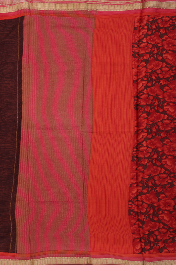 Crepe Saree In Brown With Floral Design