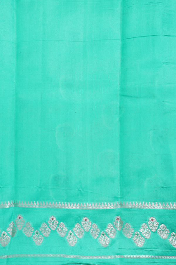 Raw Silk Saree In Sea Green With Paisley Motifs