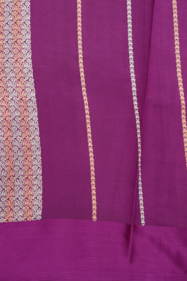 Raw Silk Saree In Grape Purple With Floral Buttas
