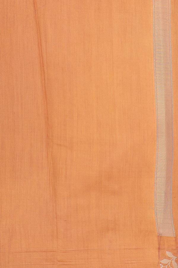 Raw Silk Saree In Plum Brown With Floral Buttas