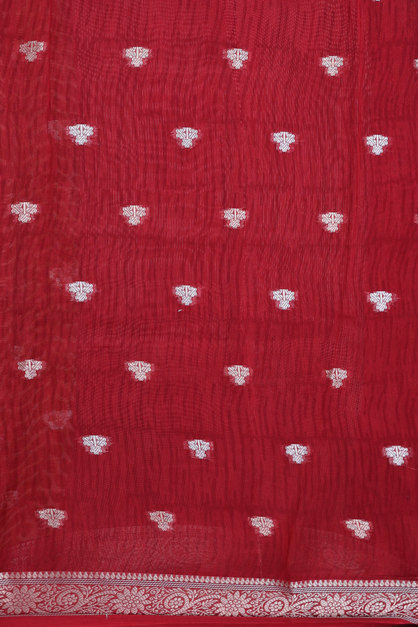 Chanderi Cotton Saree In Shades Of Brown With Zari Buttas