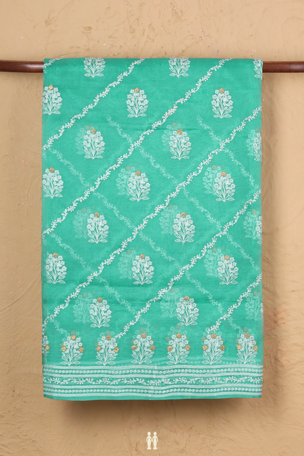 Organza Silk Saree In Sea Green With Diagonal Design
