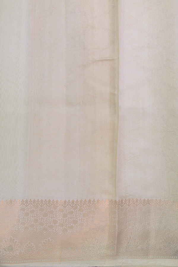Raw Silk Saree In White With Floral Buttas