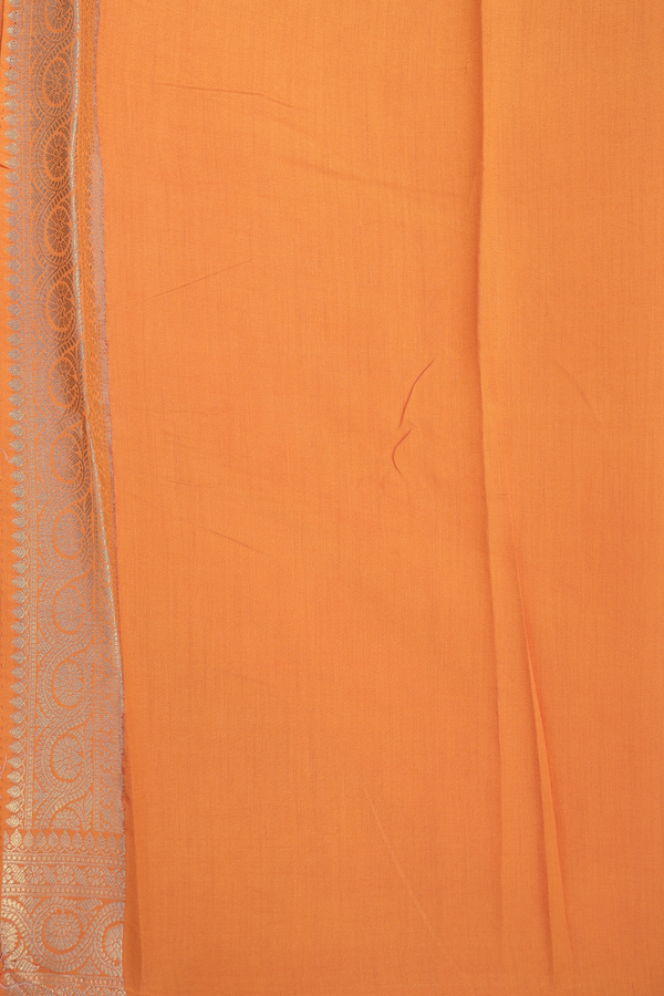 Raw Silk Saree In Royal Orange With Floral Buttis