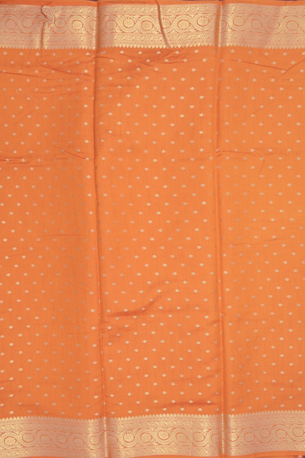 Raw Silk Saree In Royal Orange With Floral Buttis