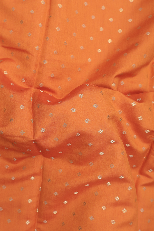 Raw Silk Saree In Royal Orange With Floral Buttis