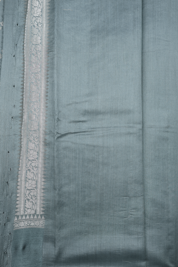 Raw Silk Saree In Aegean Blue With Allover Design