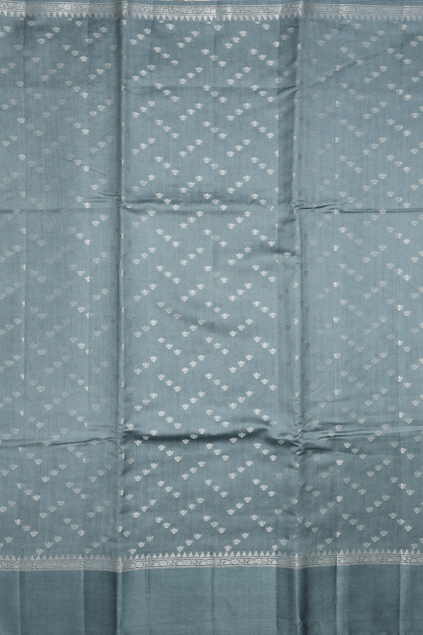 Raw Silk Saree In Aegean Blue With Allover Design
