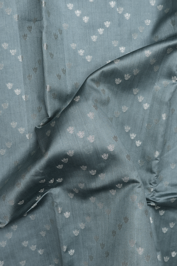 Raw Silk Saree In Aegean Blue With Allover Design