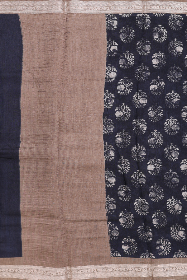 Chanderi Silk Cotton Saree Black With Floral Design