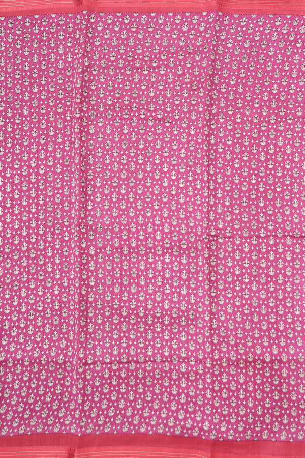 Tussar Silk Saree In Berry Purple With Floral Design