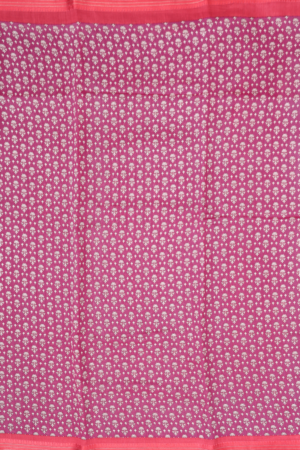 Tussar Silk Saree In Berry Purple With Floral Design