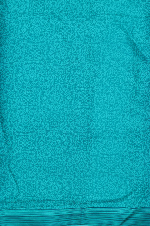 Printed Silk Saree In Blue With Allover Design