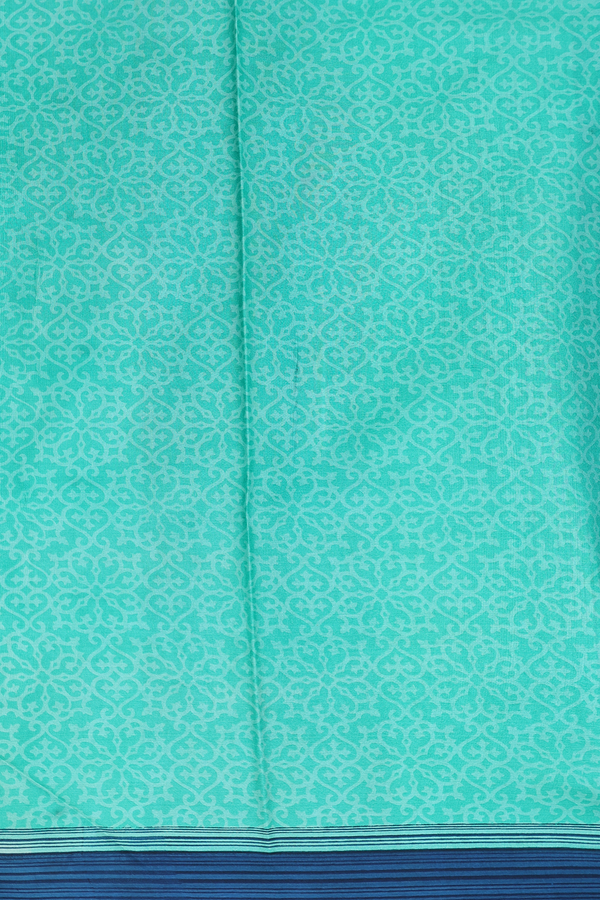 Printed Silk Saree In Prussian Blue With Allover Design