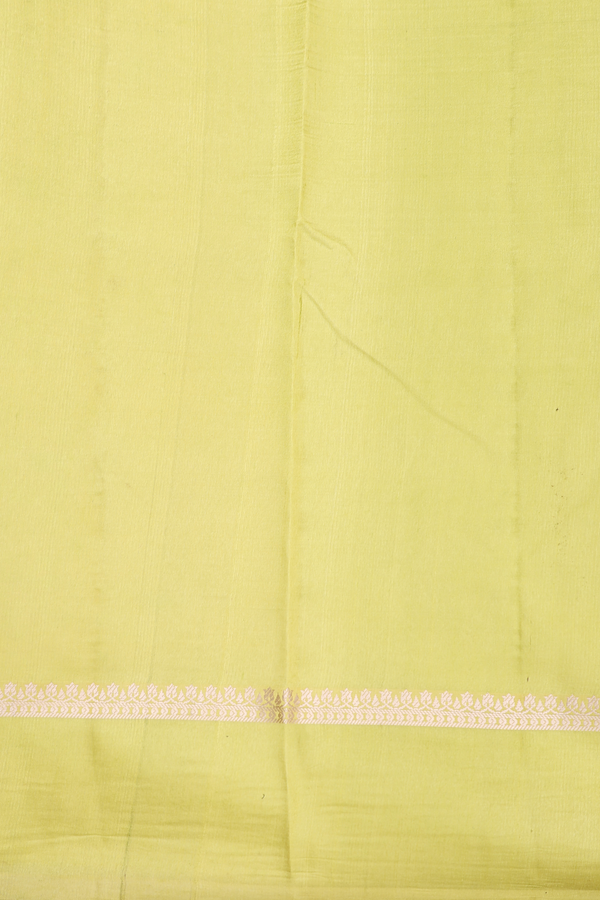 Raw Silk Saree In Pear Green With Checks Design