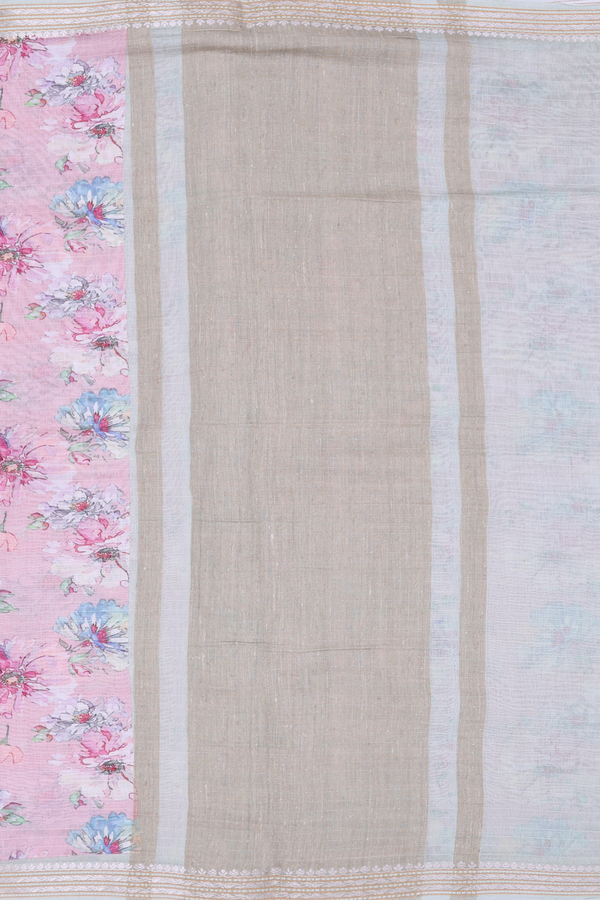 Chanderi Silk Cotton Saree In Pink With Floral Design