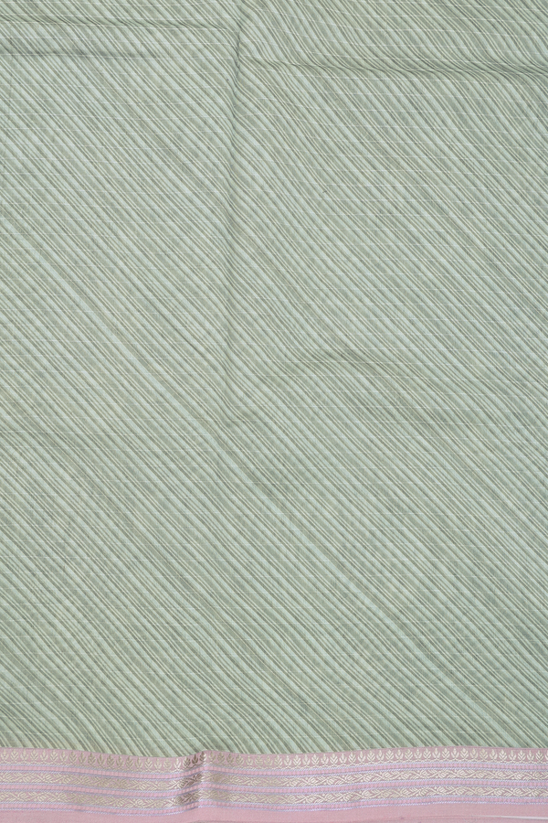 Chanderi Silk Cotton Saree In Sage Green With Printed Design