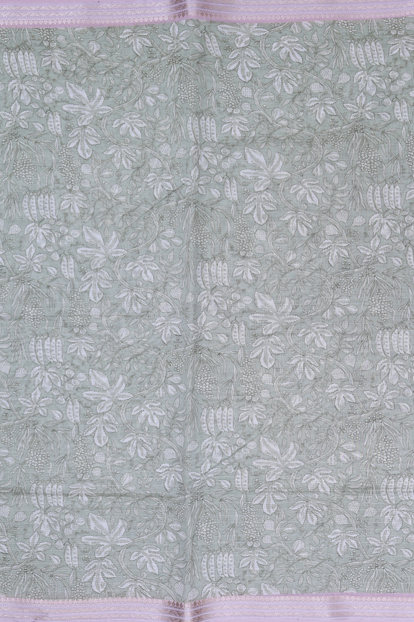 Chanderi Silk Cotton Saree In Sage Green With Printed Design