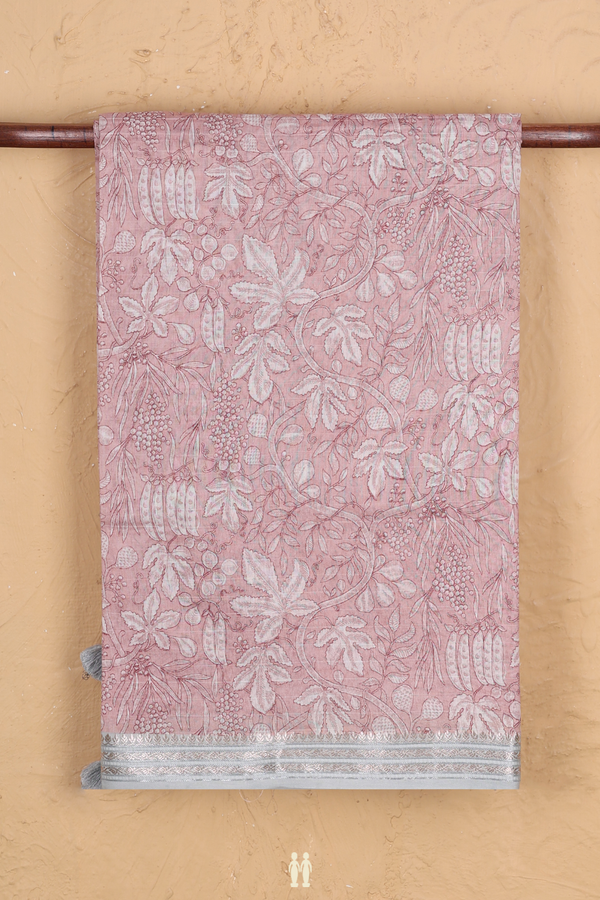 Chanderi Silk Cotton Saree In Pink With Printed Design