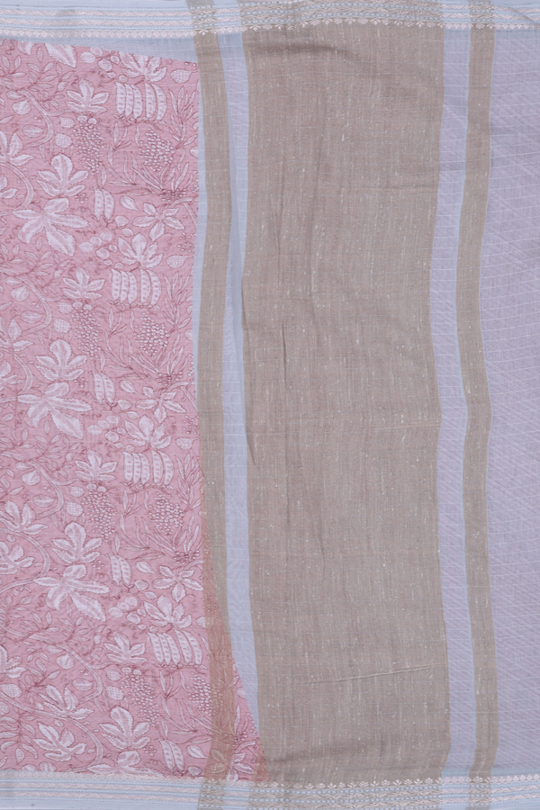 Chanderi Silk Cotton Saree In Pink With Printed Design