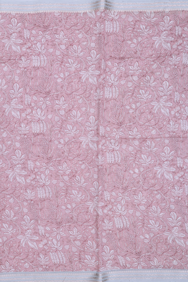 Chanderi Silk Cotton Saree In Pink With Printed Design