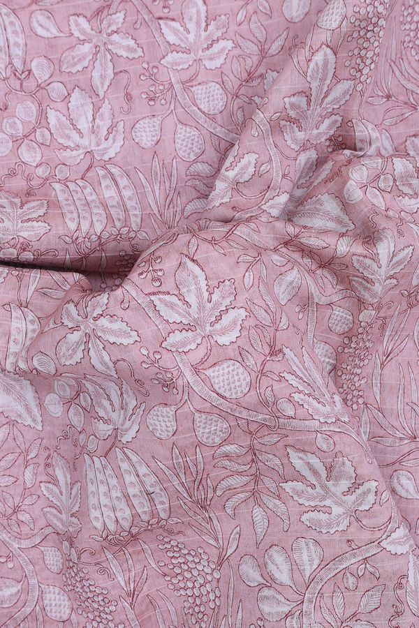 Chanderi Silk Cotton Saree In Pink With Printed Design