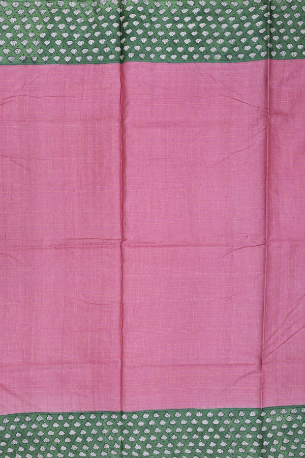 Tussar Silk Saree In Dusty Pink With Checks Design