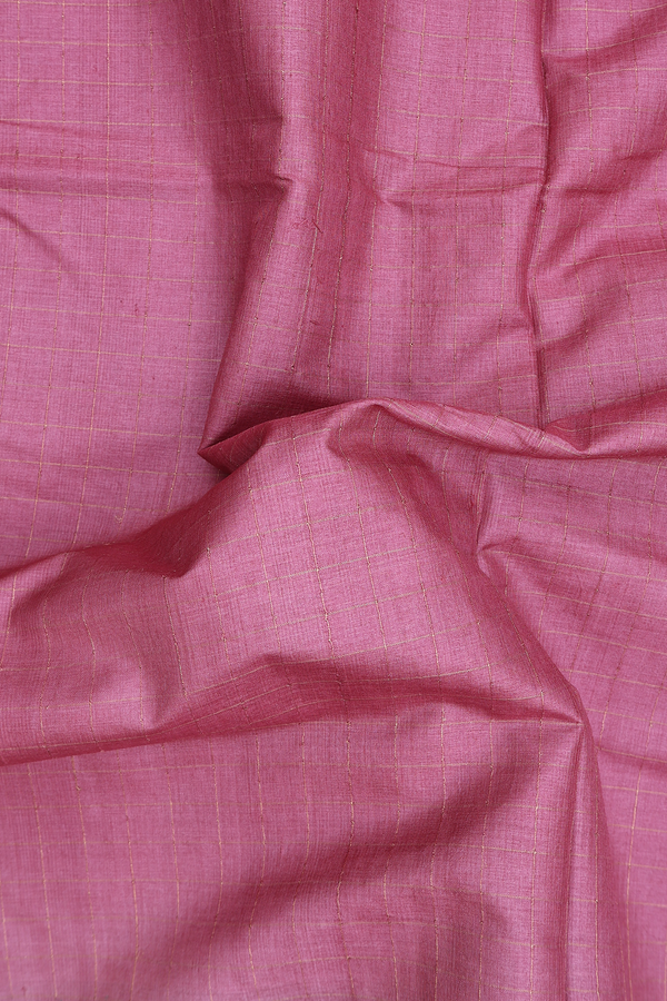 Tussar Silk Saree In Dusty Pink With Checks Design